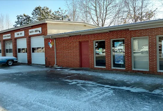 Wood Tire & Automotive shop on a winter day